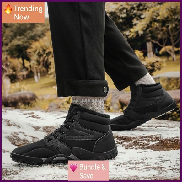 Winter Hiking Boots Wide Toe Box Waterproof Snow Boots Zero Drop Sole - Picture 2 of 6